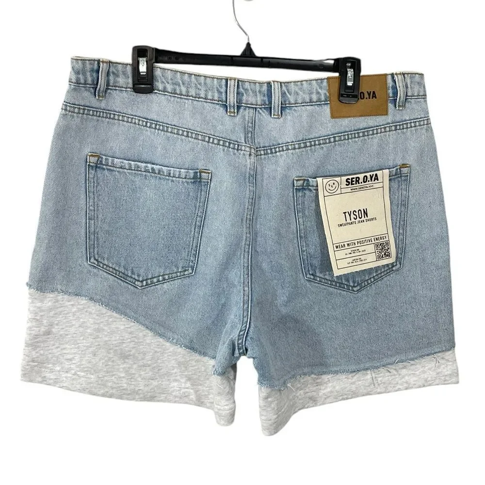 NWT SER.O.YA Men's Tyson Denim and Terry Shorts Size 36 in Skylight‎ - Picture 5 of 11